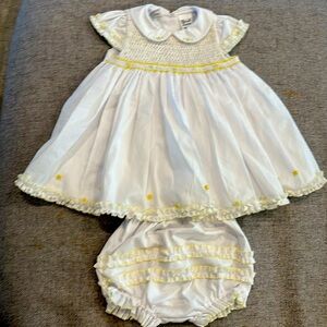 Sarah Louise England Yellow and White Dress Size 6 months